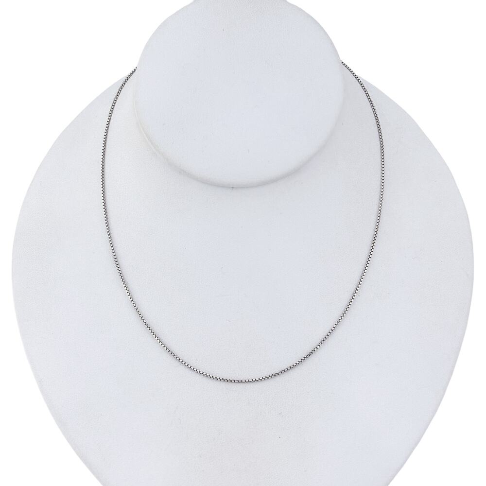 Vintage Italian Sterling Silver 925 Box Link Chain Necklace 16" - Picture 3 of 8